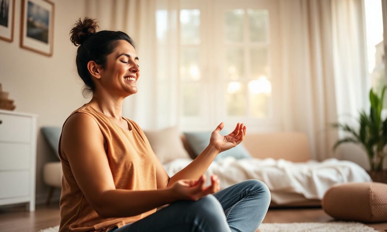 Relaxed person feeling calm after using CBD gummies